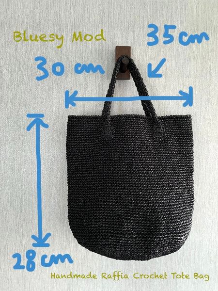 黑色棉草鈎織袋Black Raffia Crochet Tote Bag