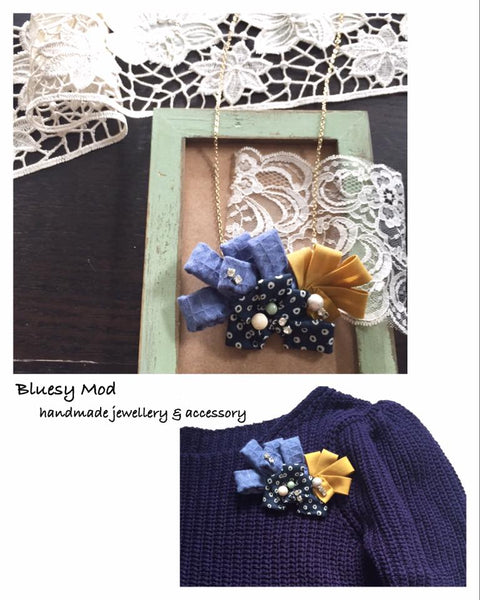 Ribbon necklace & brooch [2 ways wear] (BRB - Ribbon 7)