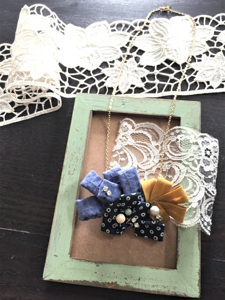 Ribbon necklace & brooch [2 ways wear] (BRB - Ribbon 7)